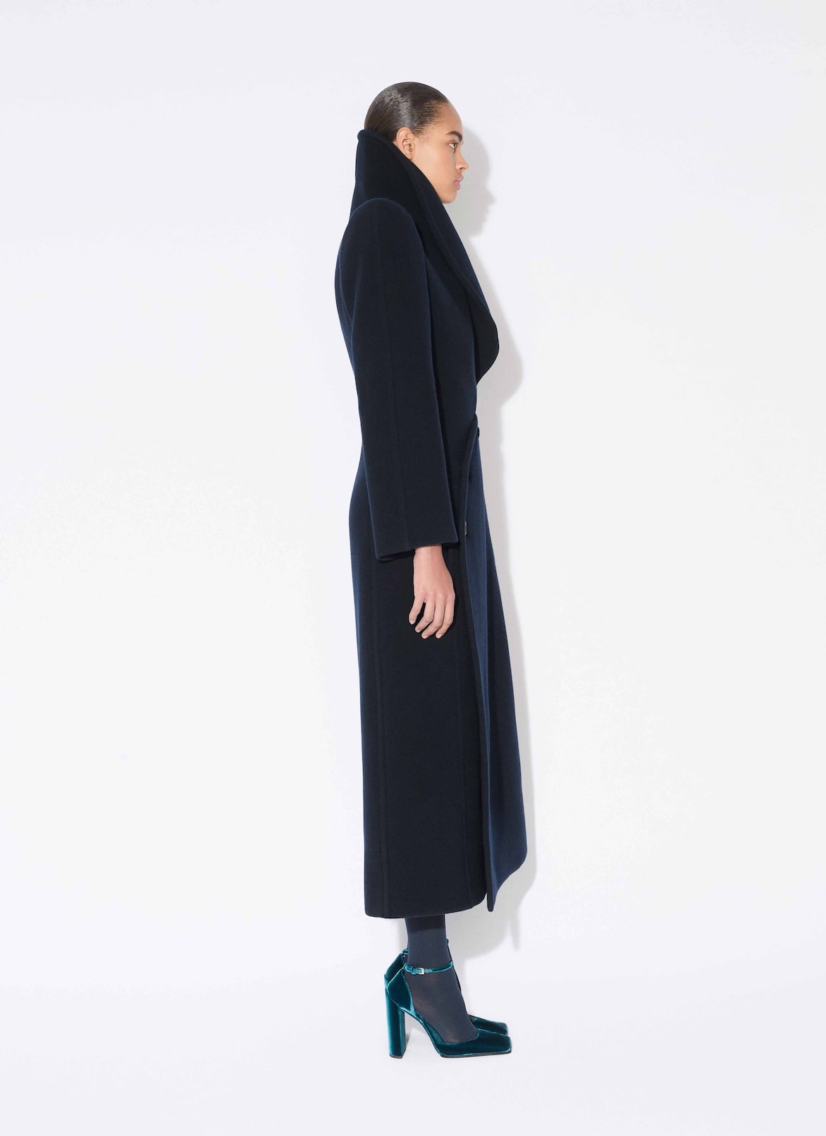 WOOL CURVED COAT ALAÏA MIDNIGHT WOOL CURVED COAT